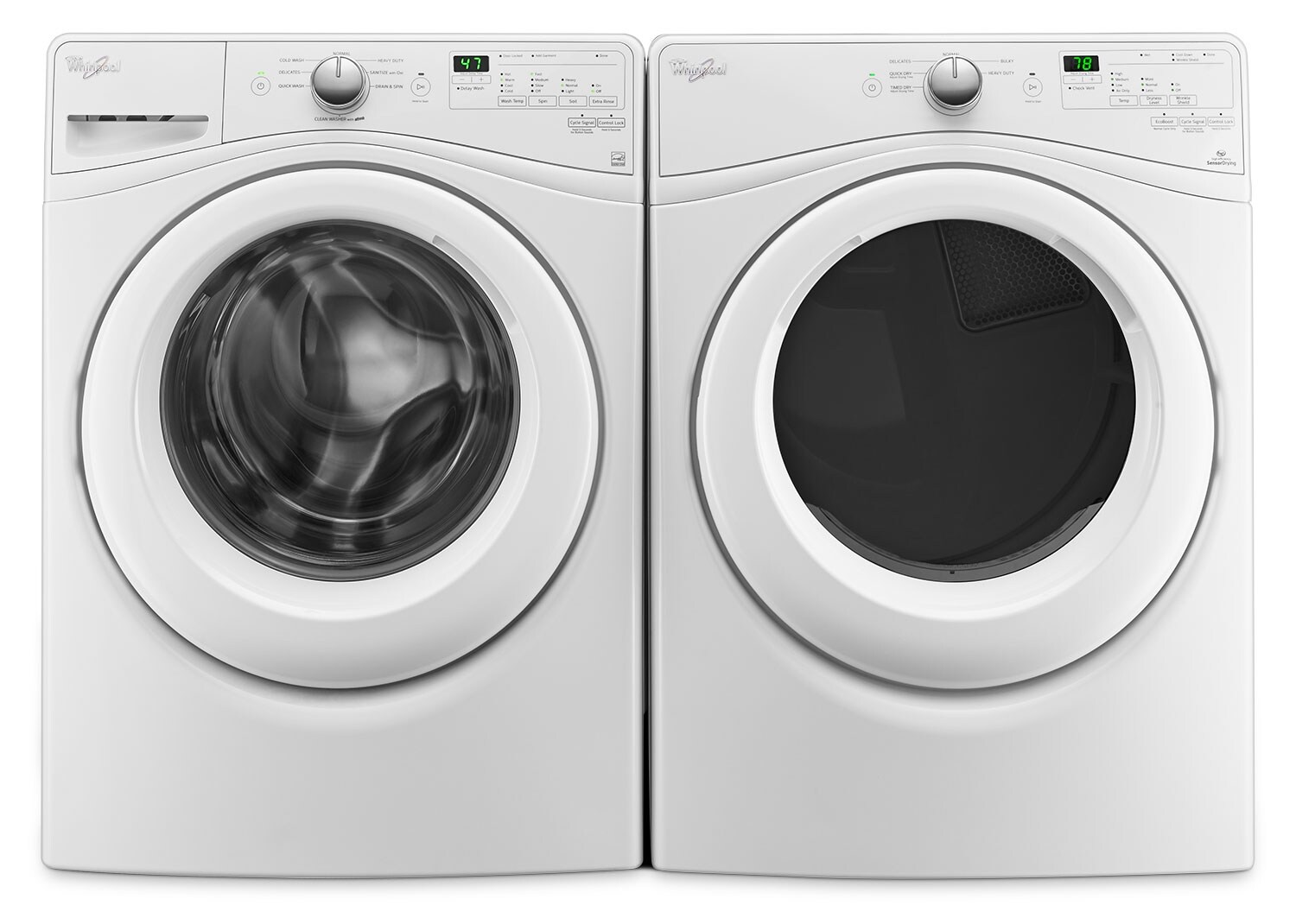 Whirlpool 5.2 Cu. Ft. FrontLoad Washer and 7.4 Cu. Ft. Electric Dryer